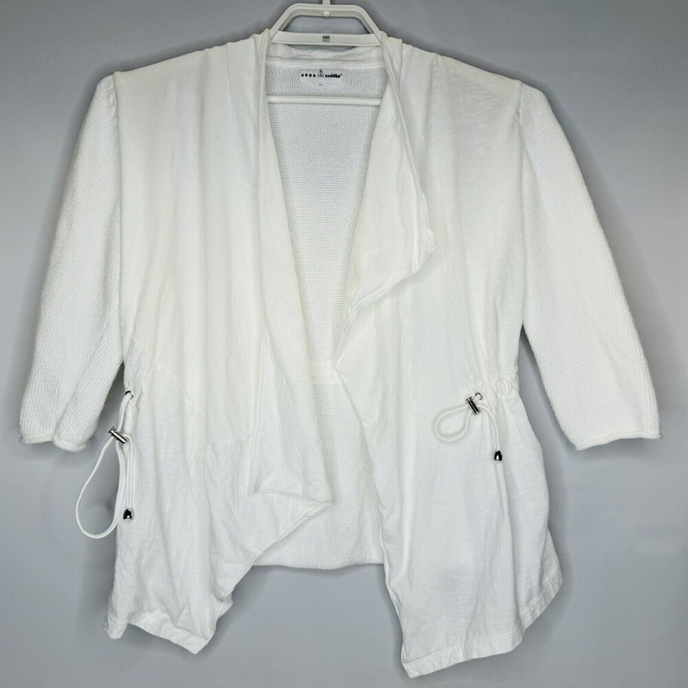 neon buddha White Open Front Draped Cardigan